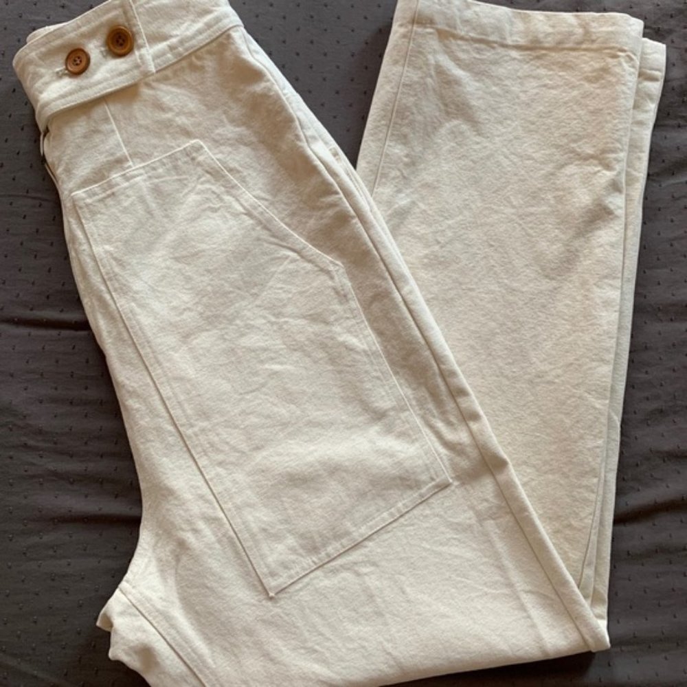 Caron Callahan Emi Pants Cotton Canvas Cream Color size small